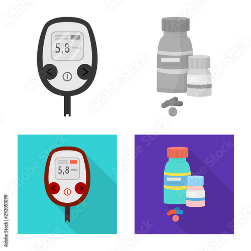 Vector design of diet and treatment icon. Set of diet and medicine stock vector illustration.