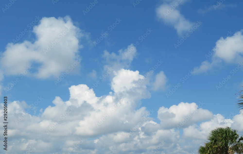 Beautiful fluffy clouds on blue sky in Florida nature Beautiful fluffy clouds on blue sky in Florida nature