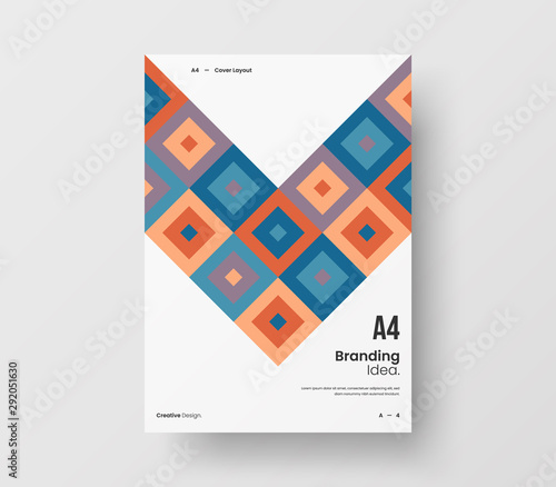 Amazing business presentation vector A4 vertical orientation front page mock up. Modern corporate report cover abstract geometric illustration design layout. Company identity brochure template.