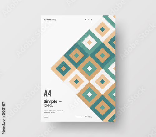 Amazing business presentation vector A4 vertical orientation front page mock up. Modern corporate report cover abstract geometric illustration design layout. Company identity brochure template.