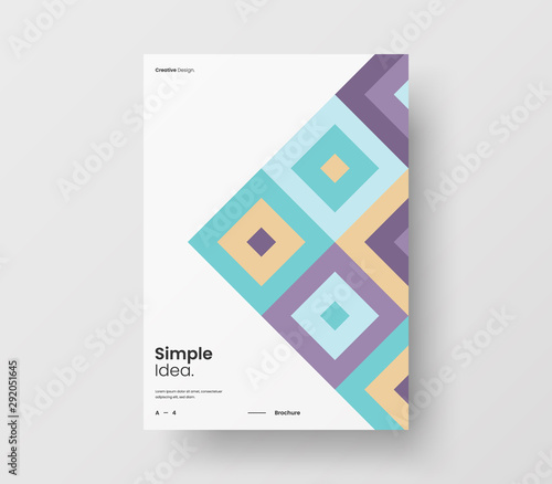 Amazing business presentation vector A4 vertical orientation front page mock up. Modern corporate report cover abstract geometric illustration design layout. Company identity brochure template.