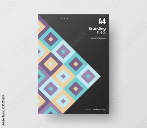 Amazing business presentation vector A4 vertical orientation front page mock up. Modern corporate report cover abstract geometric illustration design layout. Company identity brochure template.