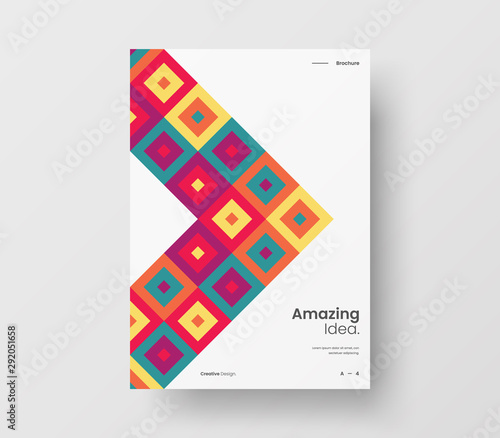 Amazing business presentation vector A4 vertical orientation front page mock up. Modern corporate report cover abstract geometric illustration design layout. Company identity brochure template.