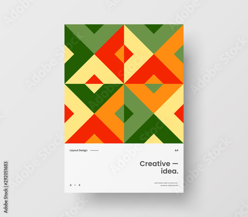 Amazing business presentation vector A4 vertical orientation front page mock up. Modern corporate report cover abstract geometric illustration design layout. Company identity brochure template.