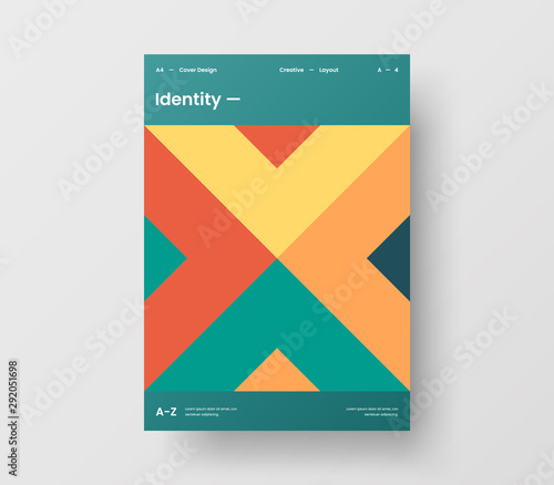Amazing business presentation vector A4 vertical orientation front page mock up. Modern corporate report cover abstract geometric illustration design layout. Company identity brochure template.
