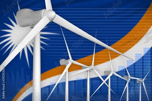 Marshall Islands wind energy power digital graph concept - alternative natural energy industrial illustration. 3D Illustration
