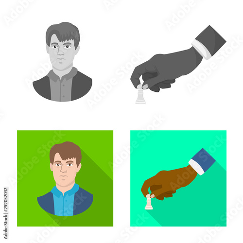 Vector illustration of checkmate and thin icon. Collection of checkmate and target stock symbol for web.