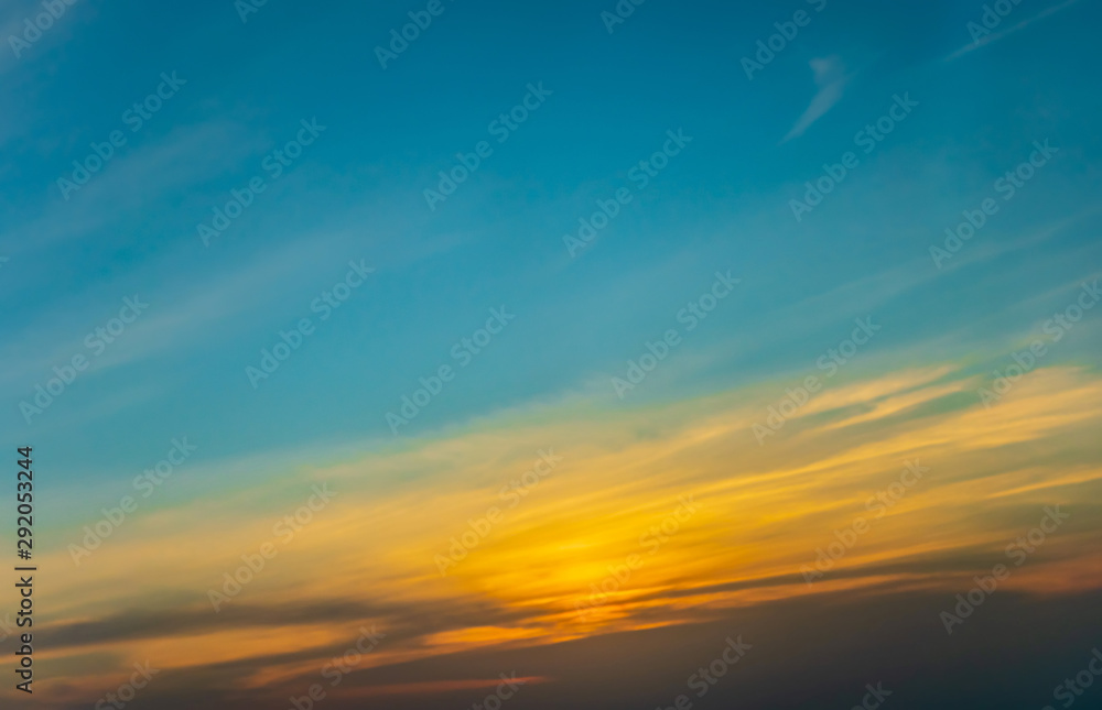Fototapeta premium Sunset sky panoramic photo cloud background