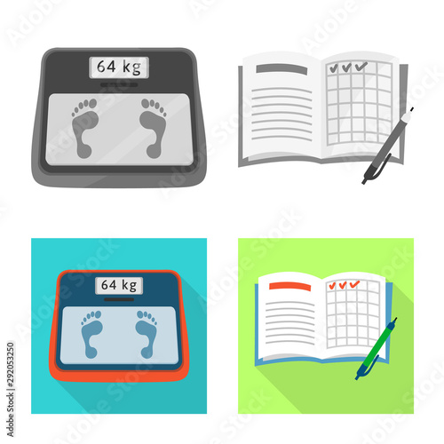 Vector illustration of diet and treatment icon. Set of diet and medicine stock vector illustration.