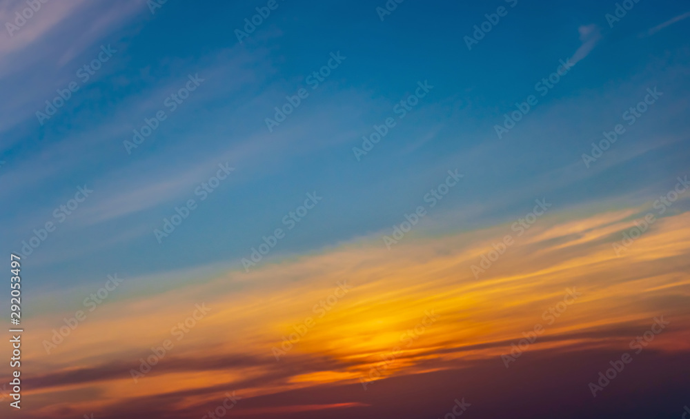 Sunset sky panoramic photo cloud background