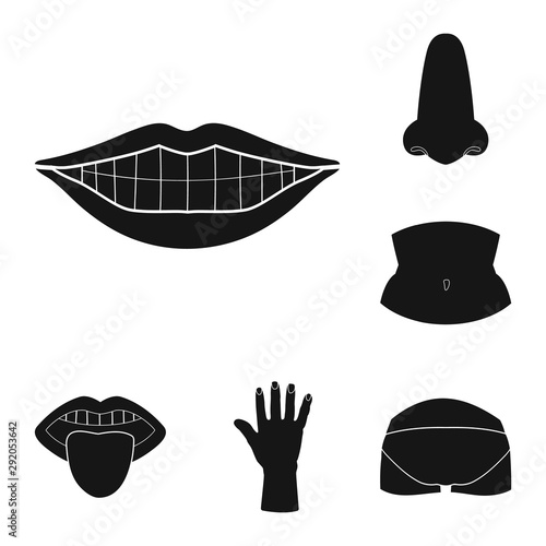 Vector illustration of body and part icon. Set of body and anatomy stock vector illustration.