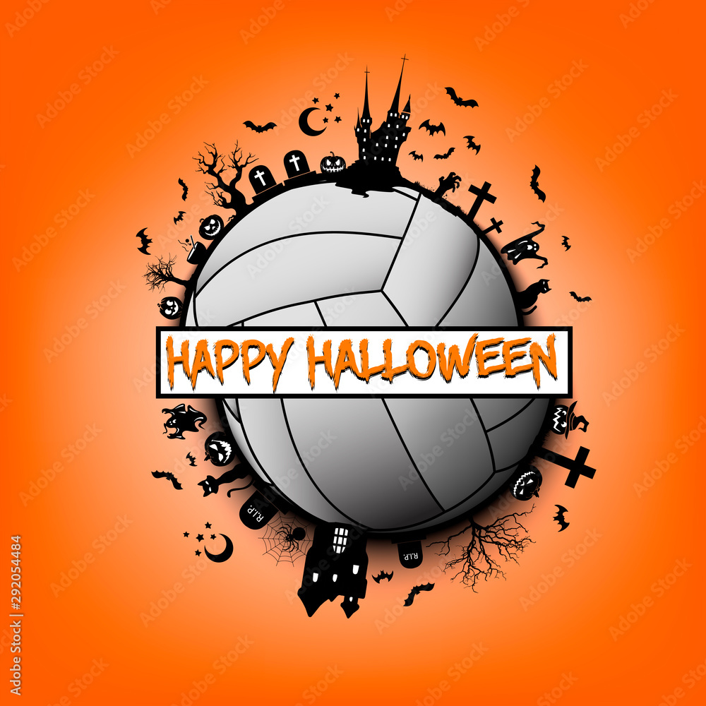 Happy halloween and volleyball ball Stock Vector Adobe Stock