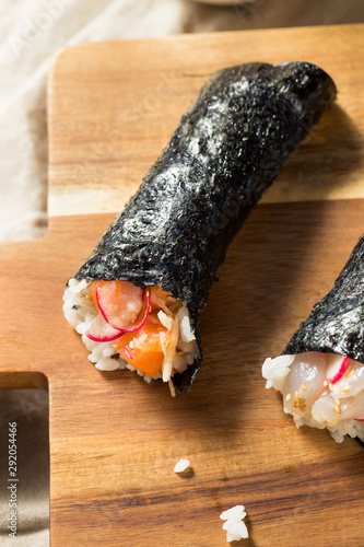 Homemade Sushi Temaki Hand Rolls photo