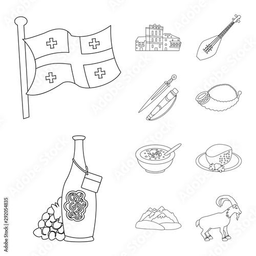 Isolated object of traditions and national sign. Set of traditions and sightseeing stock symbol for web.