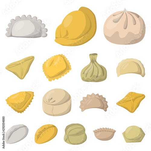 Isolated object of dumplings and food sign. Set of dumplings and stuffed vector icon for stock.