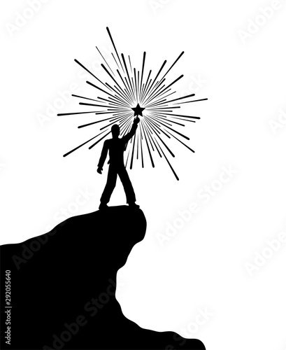 man touching a star
