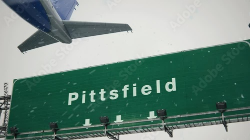 Airplane Takeoff Pittsfield in Christmas photo