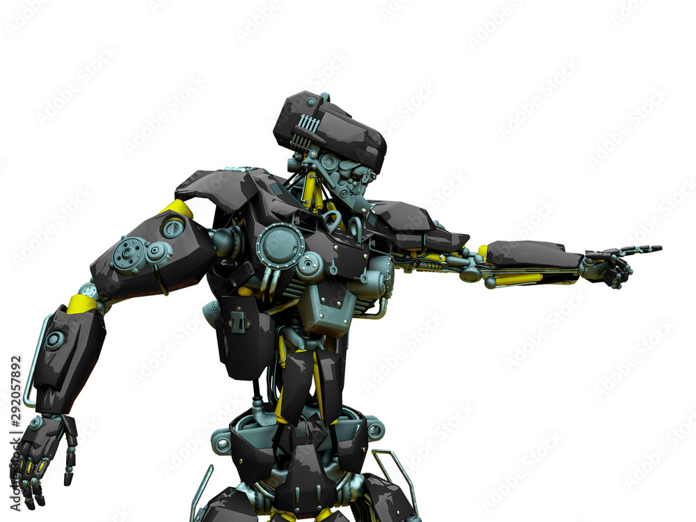 Fototapeta premium mechanical soldier pointing the direction