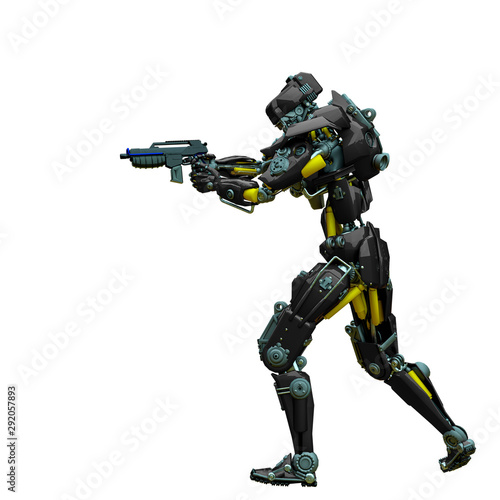 mechanical soldier walking and aiming © DM7