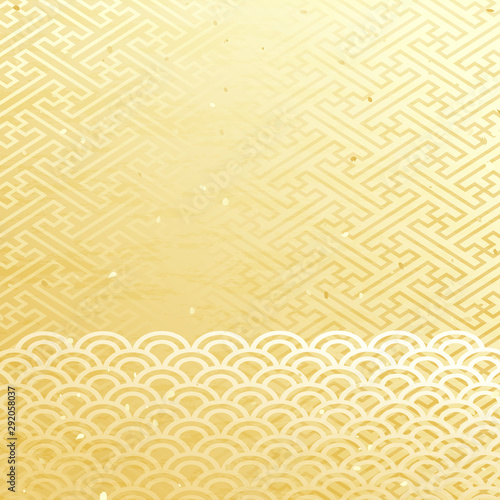 正月　和柄　パターン　金　背景