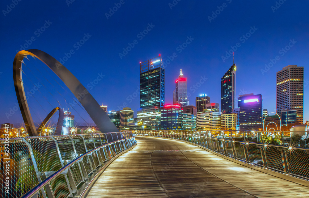 Fototapeta premium Perth cityscape from Elizabeth quay bridge Perth Western Australia