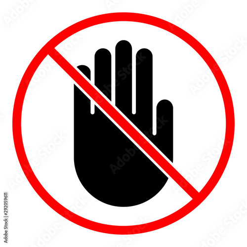 Stop Hand Forbidden sign symbol thin circle