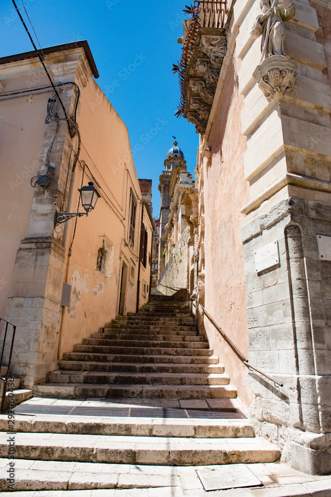 Steps leading to a church in Rgusa Ibla on the Italian island of Sicily