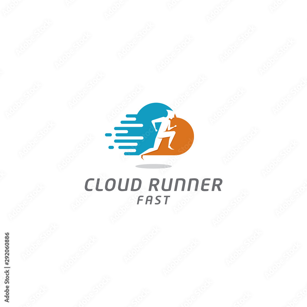 Fototapeta premium cloud runner fast logo vector icon illustration