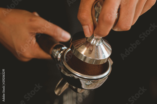 people's hand make coffee with expertise for background..