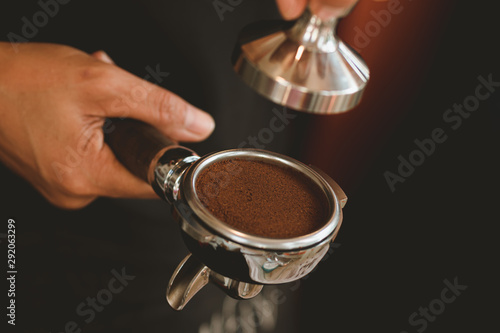 people's hand make coffee with expertise for background..