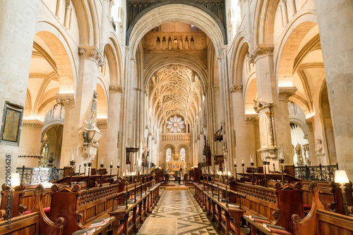 OXFORD, UK - AUG 29, 2019: Interior of University Church of St Mary the Virgin. It is the largest of Oxford's parish churches and the centre