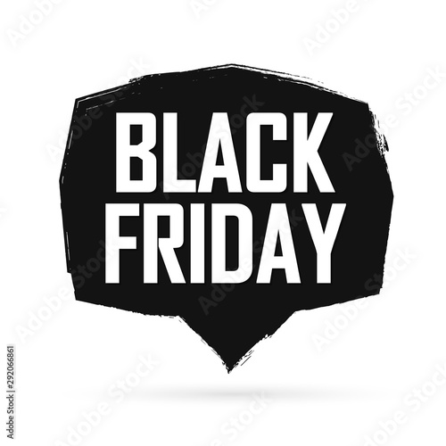Black Friday Sale, banner design template, discount tag, grunge brush, vector illustration