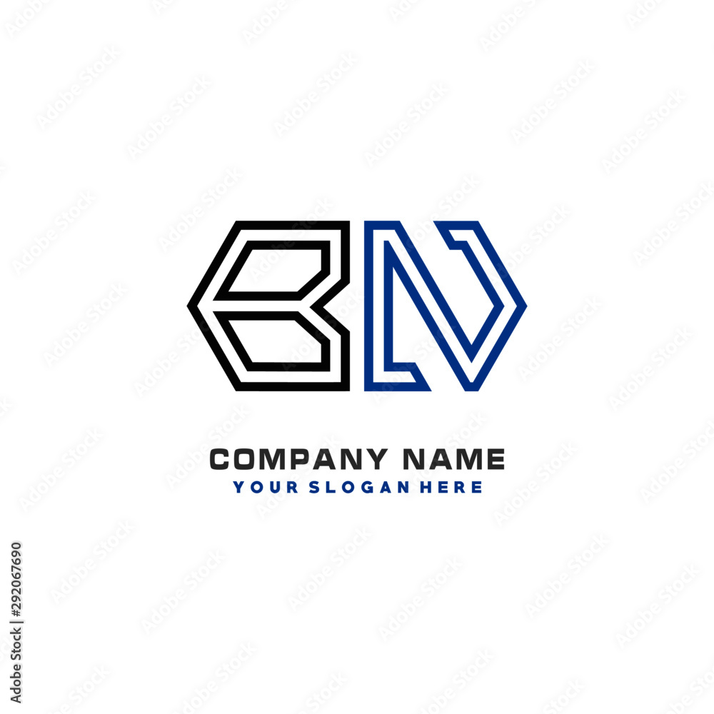initials BN logo template vector. modern abstract initials logo shaped lines, initials BN logo template vector. modern abstract initials logo shaped lines,