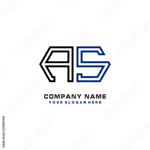 initials AS logo template vector. modern abstract initials logo shaped lines,