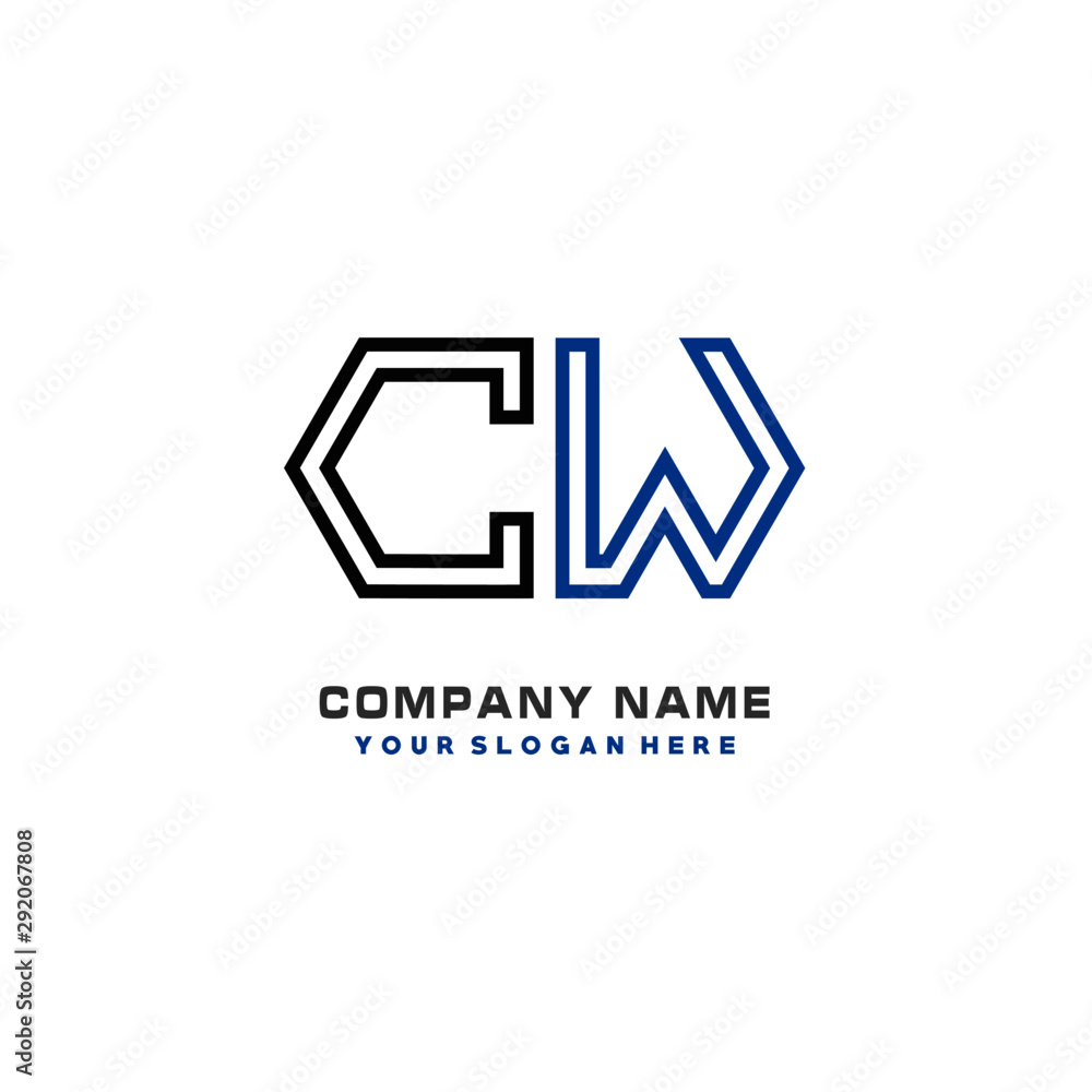 initials CW logo template vector. modern abstract initials logo shaped lines, initials CW logo template vector. modern abstract initials logo shaped lines,