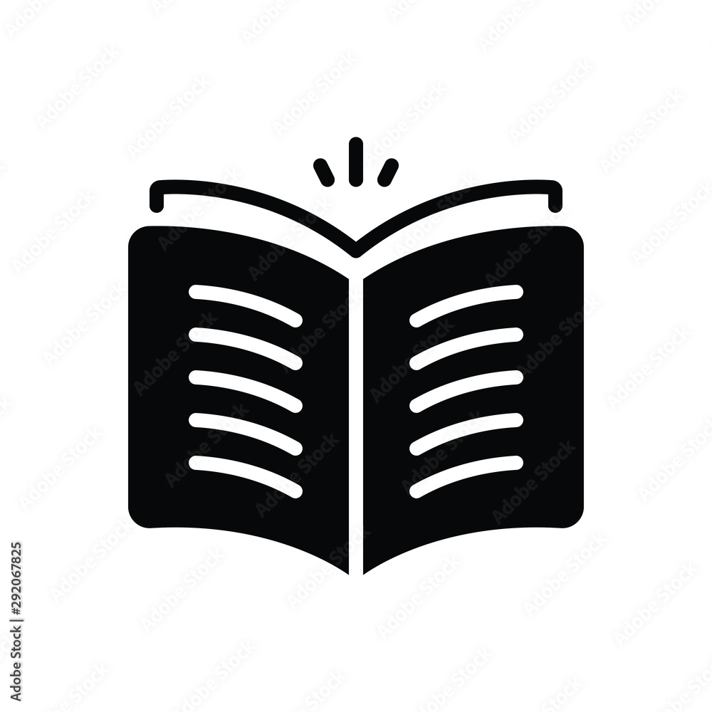Black solid icon for open book Black solid icon for open book
