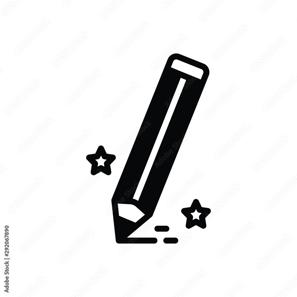 Black solid icon for pencil 