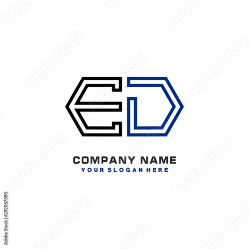 initials ED logo template vector. modern abstract initials logo shaped lines,