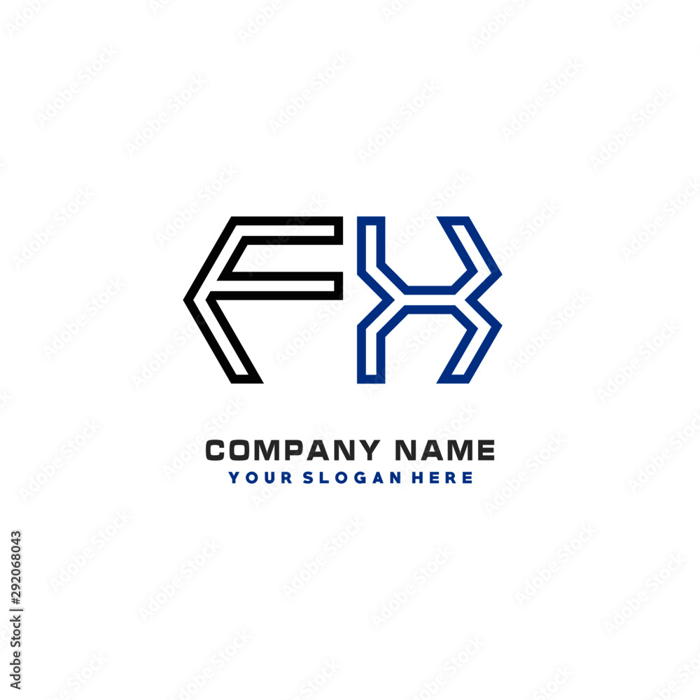 initials FX logo template vector. modern abstract initials logo shaped lines, initials FX logo template vector. modern abstract initials logo shaped lines,