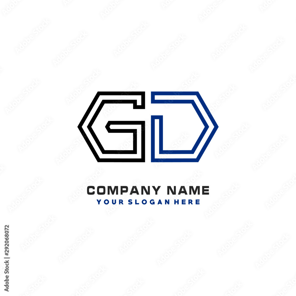 initials GD logo template vector. modern abstract initials logo shaped lines, initials GD logo template vector. modern abstract initials logo shaped lines,