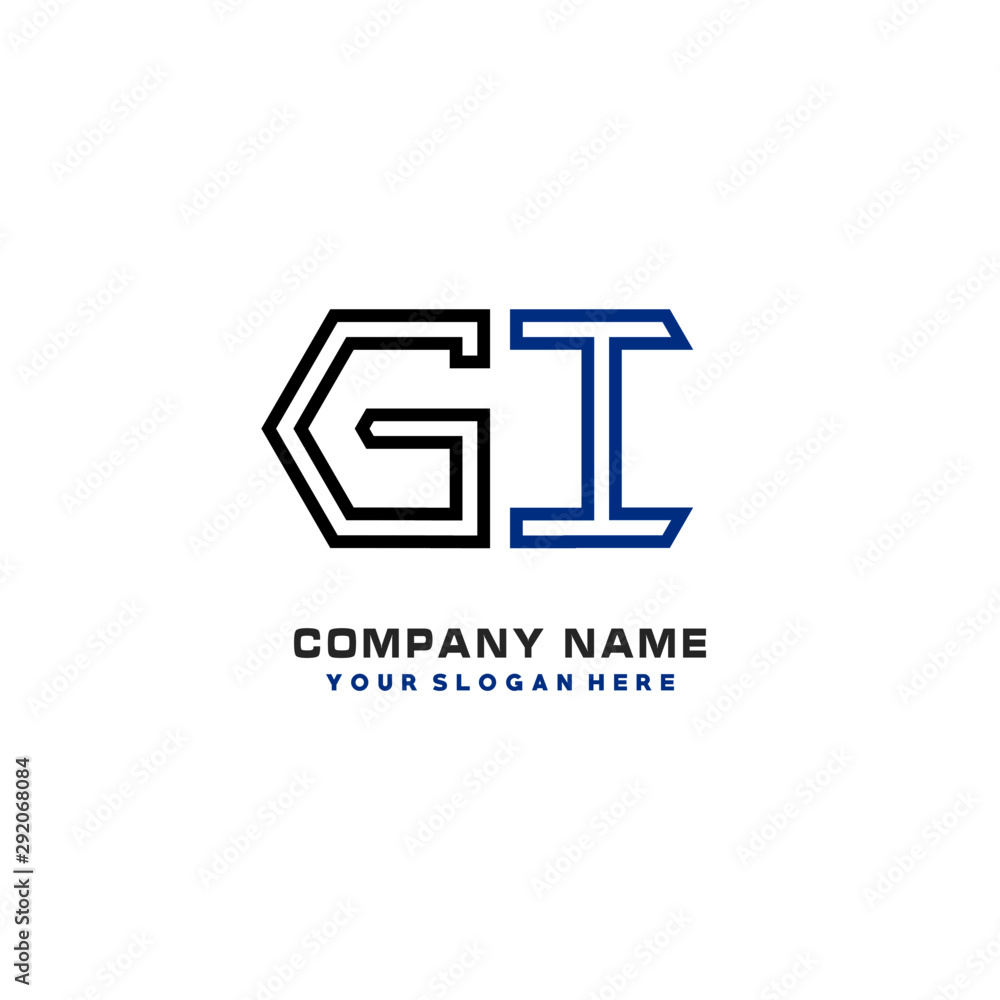 initials GI logo template vector. modern abstract initials logo shaped lines, initials GI logo template vector. modern abstract initials logo shaped lines,
