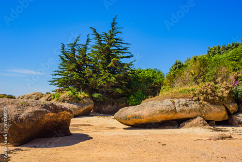 Incredible landscape on the island Renote in Tregastel. Brittany. France photo