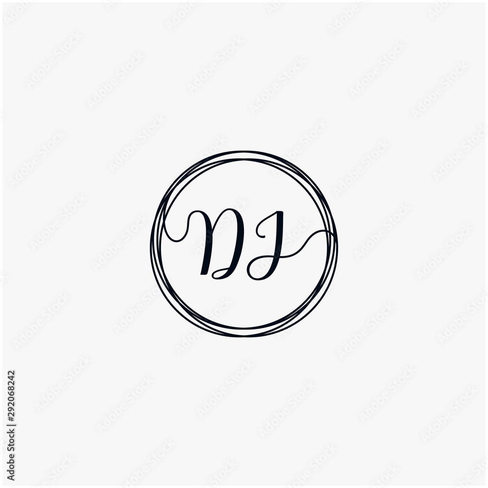 DJ Initial Handwriting logo template, Creative fashion logo design, couple concept -vector DJ Initial Handwriting logo template, Creative fashion logo design, couple concept -vector