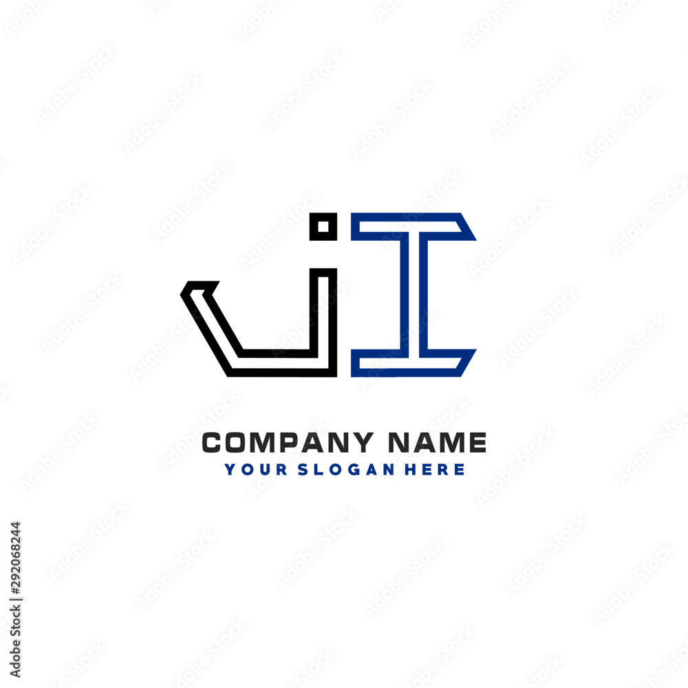 initials JI logo template vector. modern abstract initials logo shaped lines, initials JI logo template vector. modern abstract initials logo shaped lines,