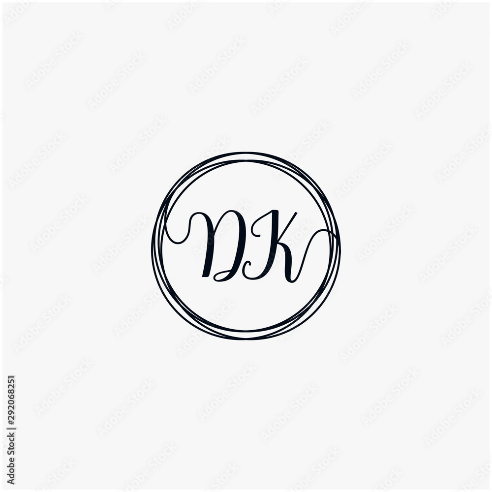 DK Initial Handwriting logo template, Creative fashion logo design, couple concept -vector	
