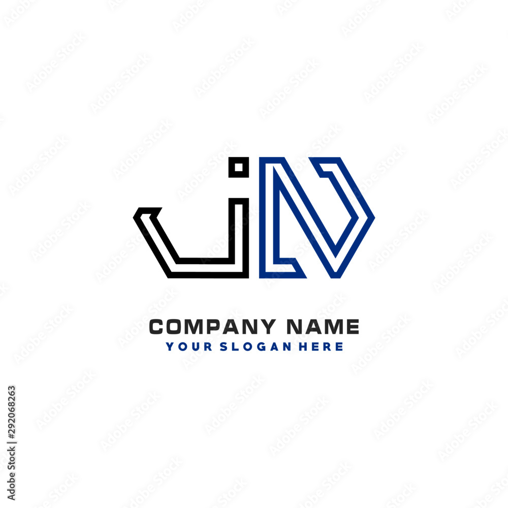 initials JN logo template vector. modern abstract initials logo shaped lines, initials JN logo template vector. modern abstract initials logo shaped lines,