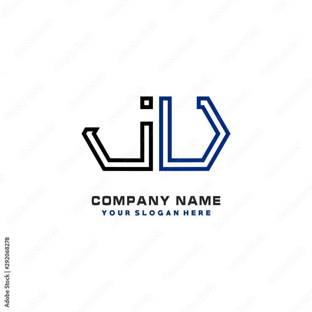 initials JU logo template vector. modern abstract initials logo shaped lines, initials JU logo template vector. modern abstract initials logo shaped lines,