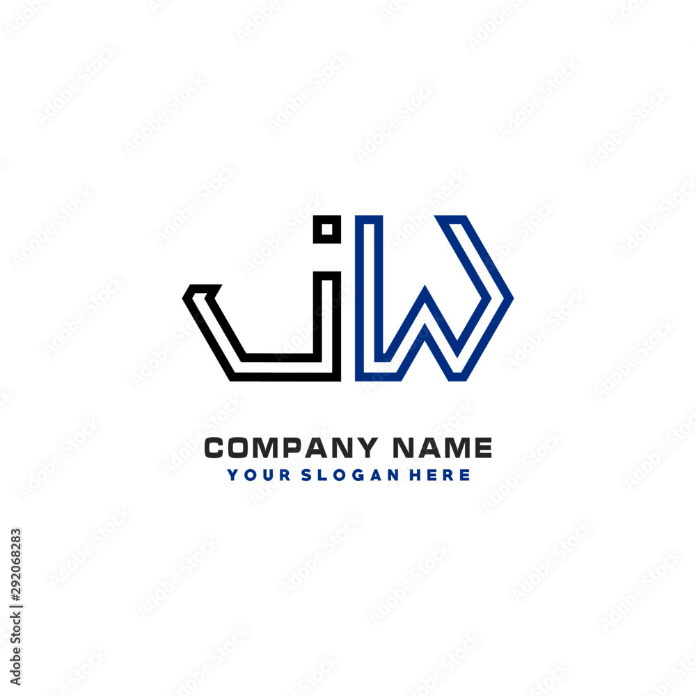 Fototapeta premium initials JW logo template vector. modern abstract initials logo shaped lines,