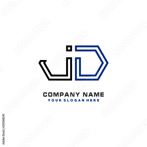 Wallpaper Mural initials JD logo template vector. modern abstract initials logo shaped lines, Torontodigital.ca