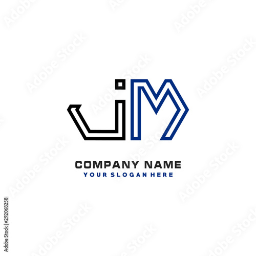 initials JM logo template vector. modern abstract initials logo shaped lines,